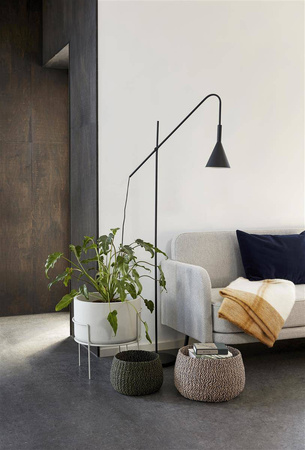 HÜBSCH CLASSIC gray flowerpot with base