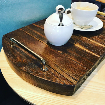 Serving tray DS MANUFAKTURA natural with gold handles