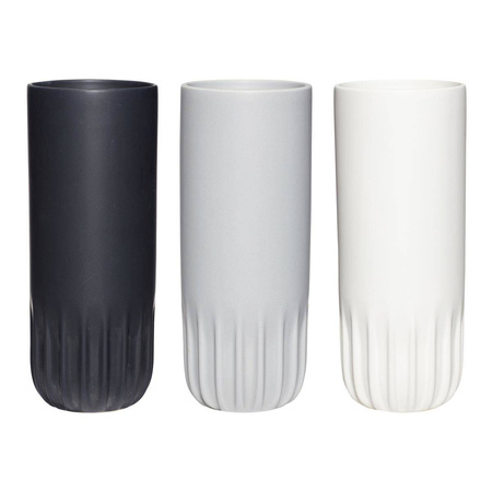 Set of 3 HÜBSCH BLACK multi-colored vases
