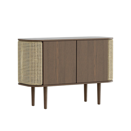 UMAGE TREASURES 2-door chest of drawers, dark oak, Viennese wickerwork