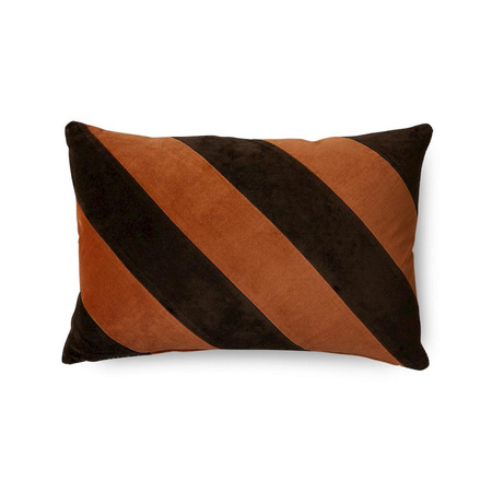 Poduszka w paski aksamitna HKLIVING STRIPED brązowa rozmiar 60x40 cm