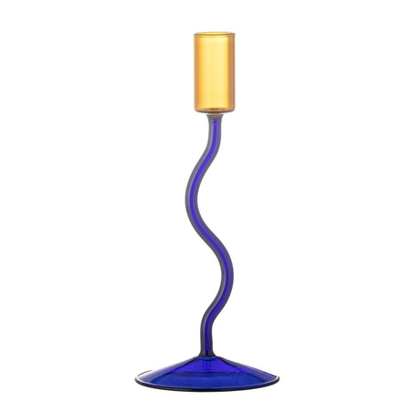 Ada Candle Holder, Blue, Glass