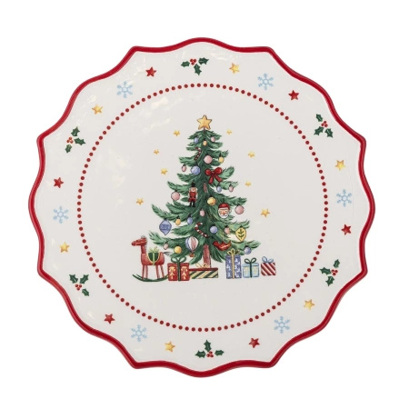 Naive Cake Tray, Red, Ceramic