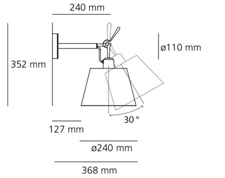 Lampa ścienna Artemide Tolomeo Parete 24 cm perłowa