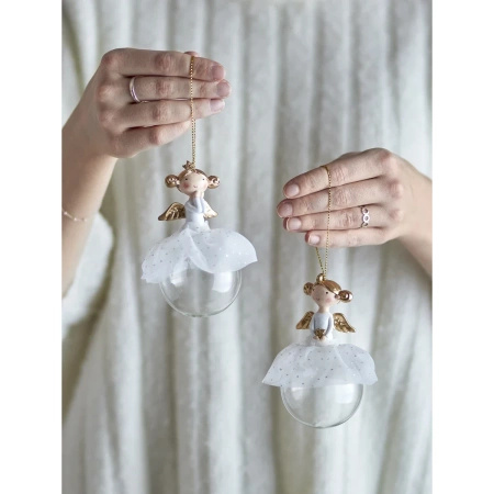 Griselda Ornament, White, Polyresin/Glass