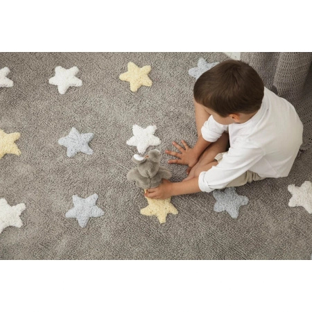 Dywan bawełniany Lorena Canals TRICOLOR STARS szary 160 x 120 cm