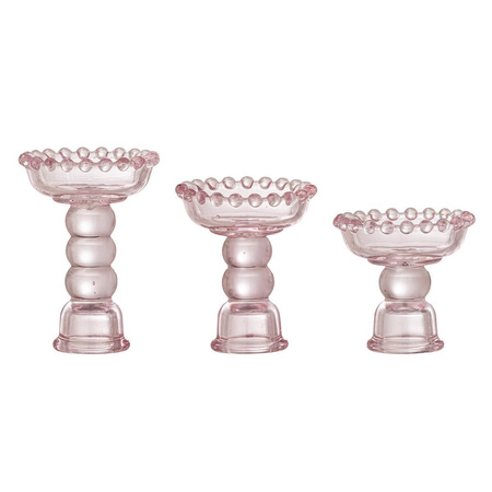 Delphia Candle Holder, Rose, Glass
