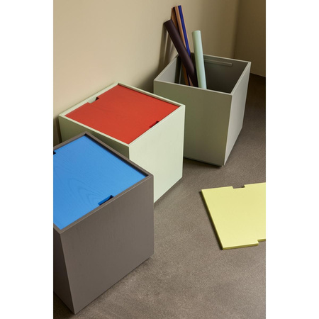 Vault Side Table/Storage Box Grey/Yellow