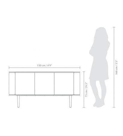 UMAGE TREASURES 3-door chest of drawers, oak eco-leather