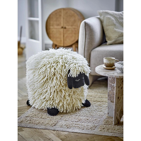 Dolly Pouf, White, Wool