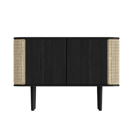 UMAGE TREASURES 2-door chest of drawers, oak, black, Viennese wickerwork