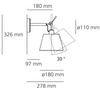 Lampa ścienna Artemide Tolomeo Parete 18 cm pergamin
