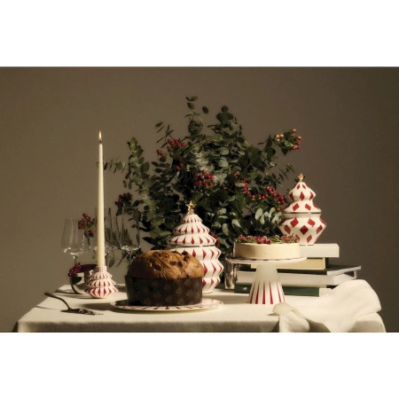 Porcelanowa patera na ciasto ALESSI DELIGHT biało czerwona