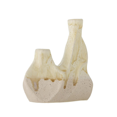 Wavy Candle Holder, White, Stoneware