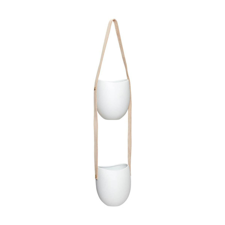 HÜBSCH LEATHER hanging pots white