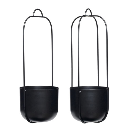 Set of 2 HÜBSCH hanging planters black