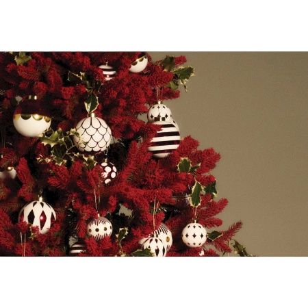 ALESSI Set of two Christmas baubles in blown glass.