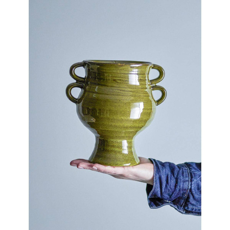 Raia Flowerpot, Green, Stoneware