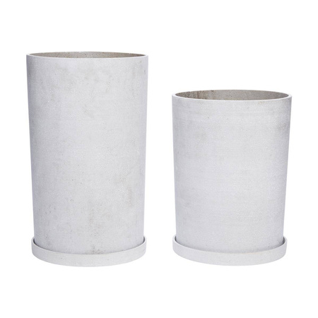 Zestaw 2 ceramicznych doniczek z podstawkami Hübsch GREY szarych rozmiar L