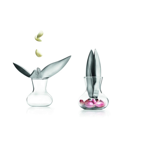 Garlic press with glass jar