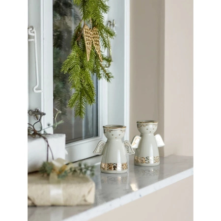 Faella Votive & Candle Holder, White, Stoneware