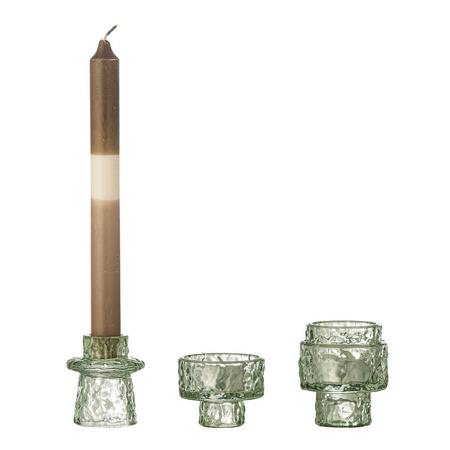 Delphia Candle Holder, Green, Glass