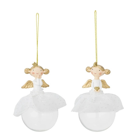 Griselda Ornament, White, Polyresin/Glass