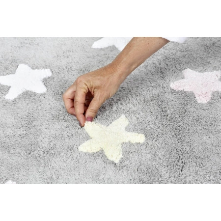 Dywan bawełniany Lorena Canals TRICOLOR STARS szary 160 x 120 cm