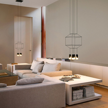 VIBIA Wireflow 3D black Casambi 2700K pendant lamp