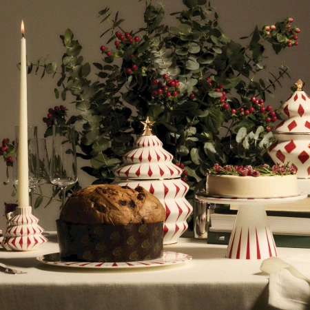 ALESSI Cake stand in porcelain. Hand-decorated.