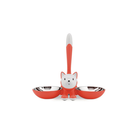 Double Cat Bowl, Red and Orange