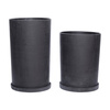 Set of 2 ceramic flowerpots with saucers HÜBSCH BLACK black size L