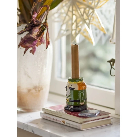 Feast Candle Holder, Green, Stoneware