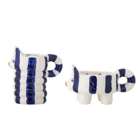 Caty Candle Holder, Blue, Stoneware