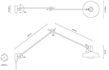 Lampa ścienna Grupa Arigato Long czarna