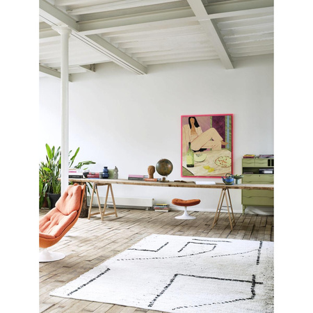 Hand woven cotton rug cream/charcoal (200x300)