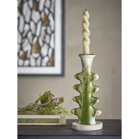 Cole Candle Holder, Green, Stoneware