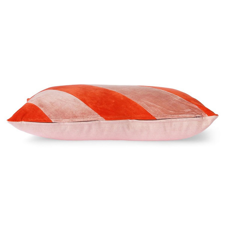 Striped velvet cushion red/pink (40x60)