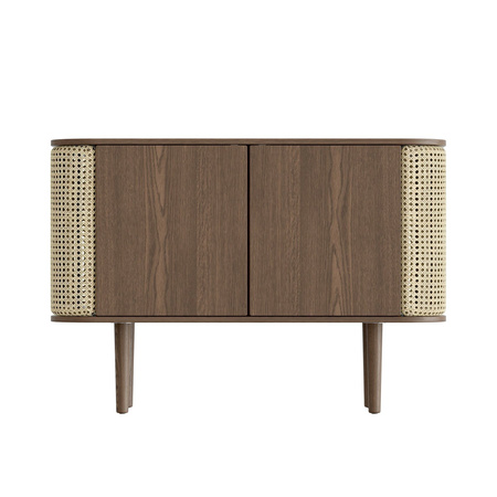 UMAGE TREASURES 2-door chest of drawers, dark oak, Viennese wickerwork