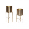 Set of 2 HÜBSCH gold metal planters