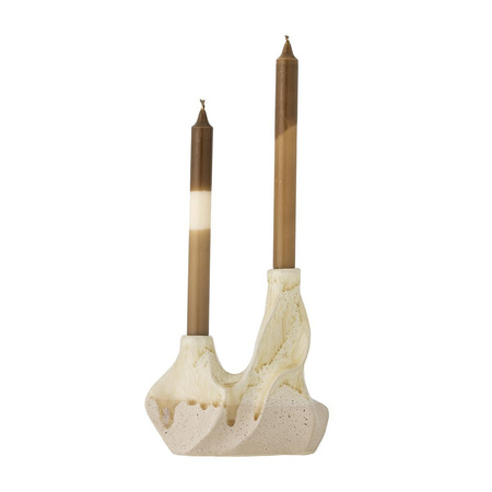 Wavy Candle Holder, White, Stoneware