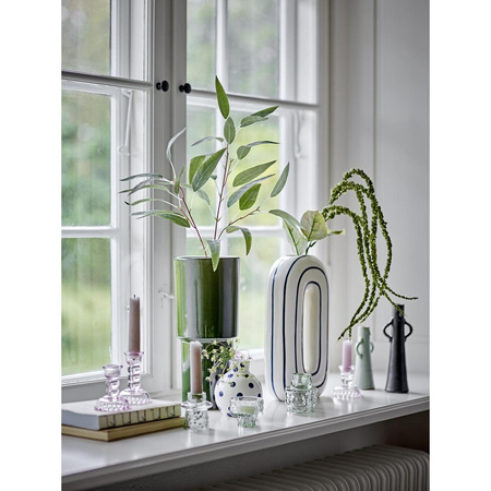 Delphia Candle Holder, Green, Glass