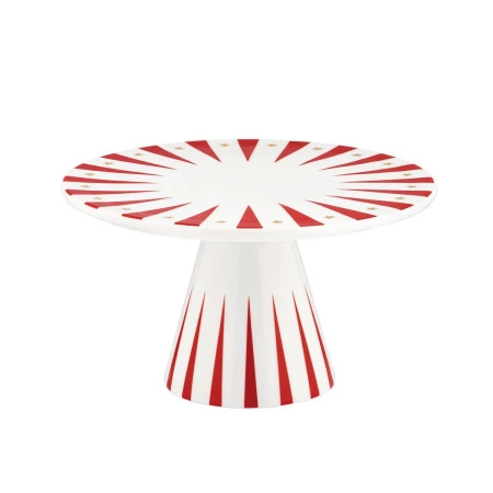 Porcelanowa patera na ciasto ALESSI DELIGHT biało czerwona