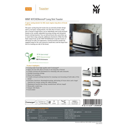 Toster Long Slot WMF KITCHENMINIS srebrny