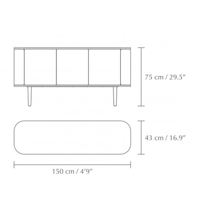 Komoda 3-drzwiowa UMAGE TREASURES ciemno dębowa plecionka wiedeńska