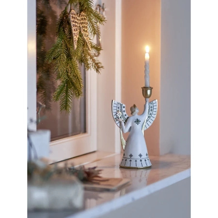 Evangeline Candle Holder, White, Polyresin