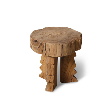 Stołek HKLIVING CARVED naturalny