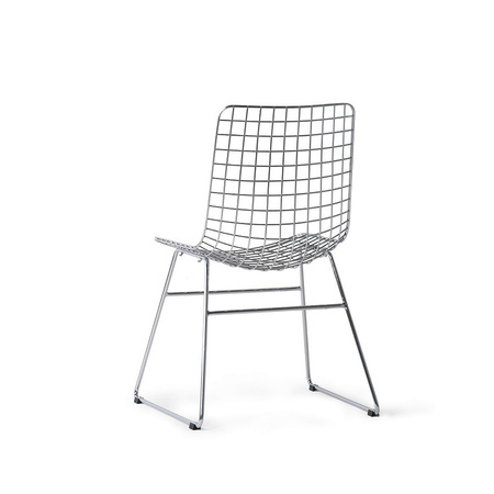 Metalowy fotel druciany HKLIVING WIRE srebrny