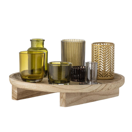 Sanga Tray w/Votive, Nature, Glass