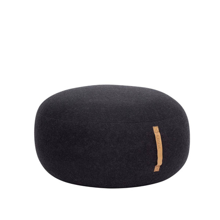 HÜBSCH DARK dark grey leather strap pouf